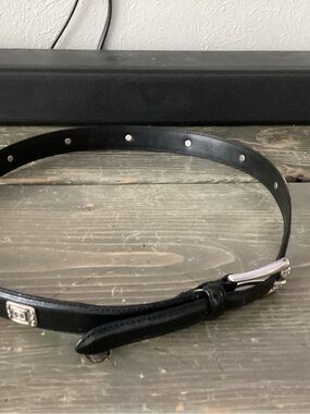 Fossil Black Leather Concho Belt with Silver Buckle